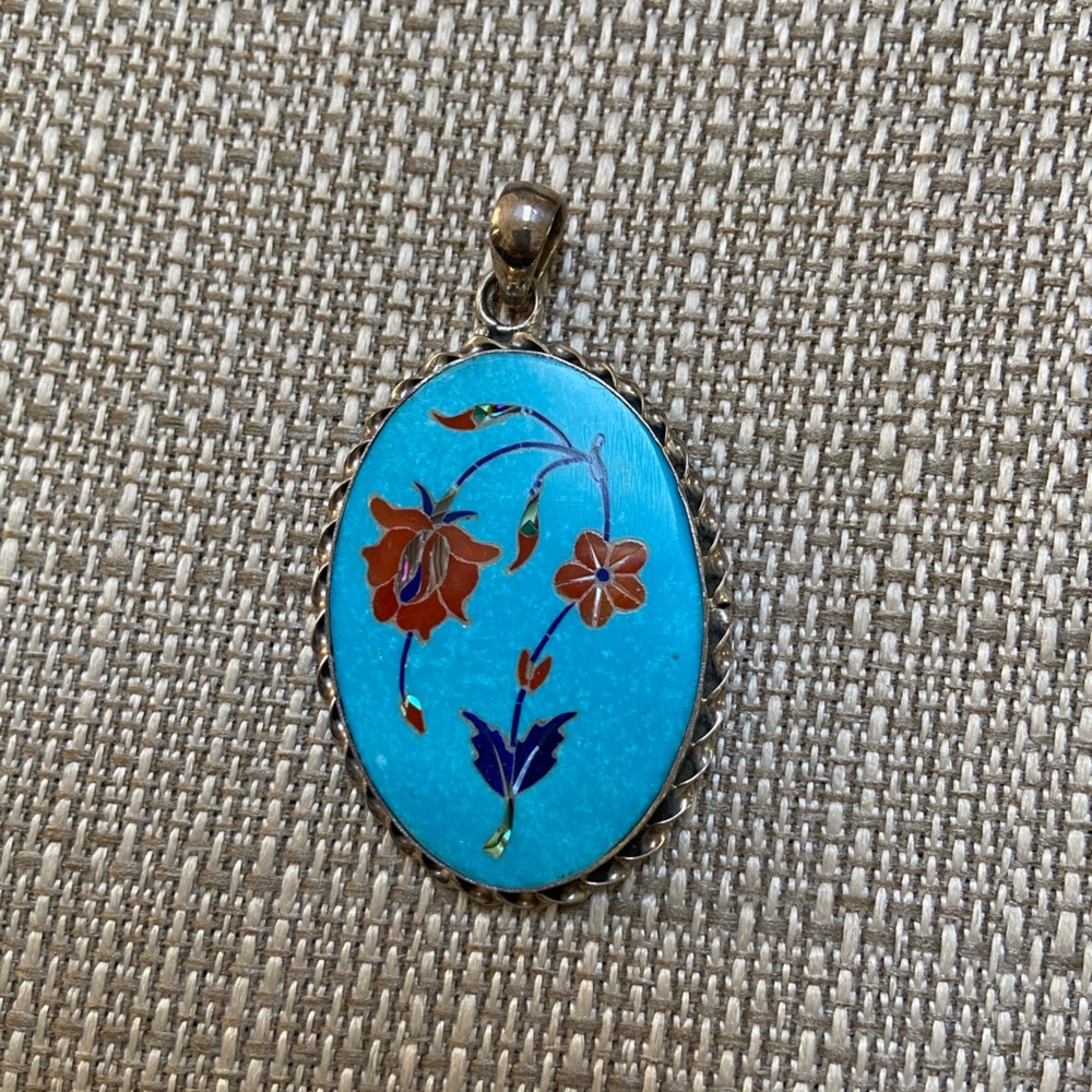 Sterling mosaic pendant. Descendants of Taj Mahal